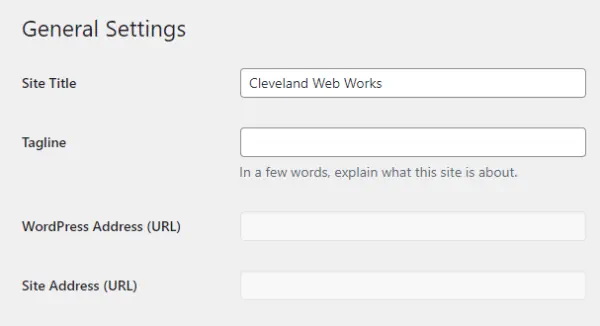 WordPress general settings screenshot