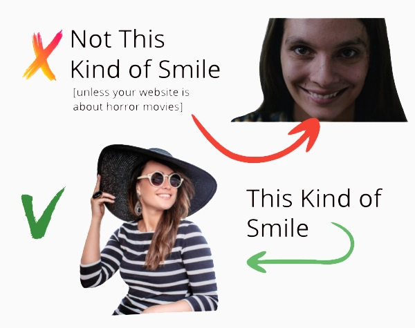 example of the proper smiling face to use in web design