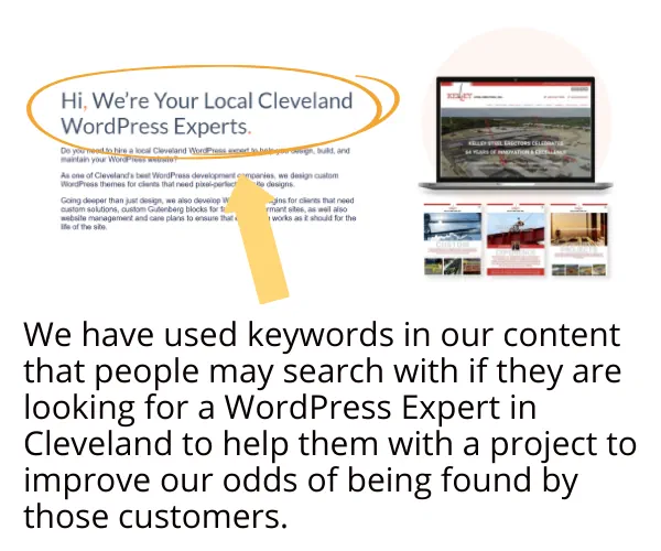 An example of keywords being used in content to improve SEO