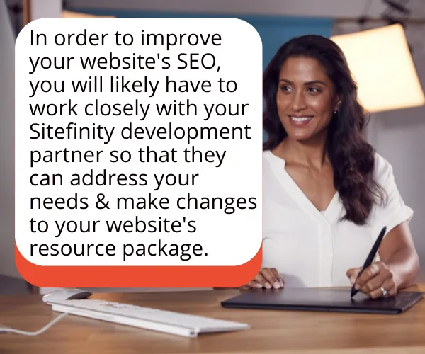 Developer making changes to a client's Sitefinity resource package to improve their SEO