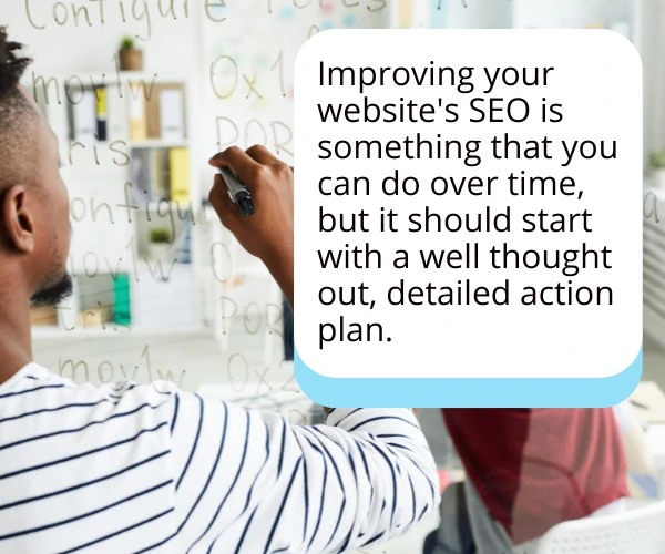 Developer creating a SEO action plan to improve a client's website's SEO